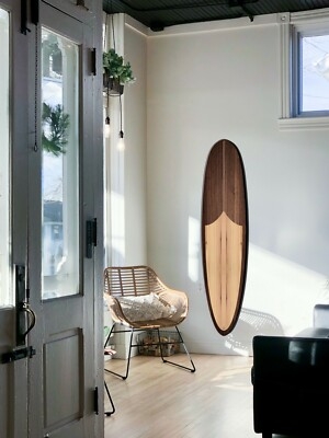 Wall Art Two Tone Design Wood Inlay Surfboard Panel