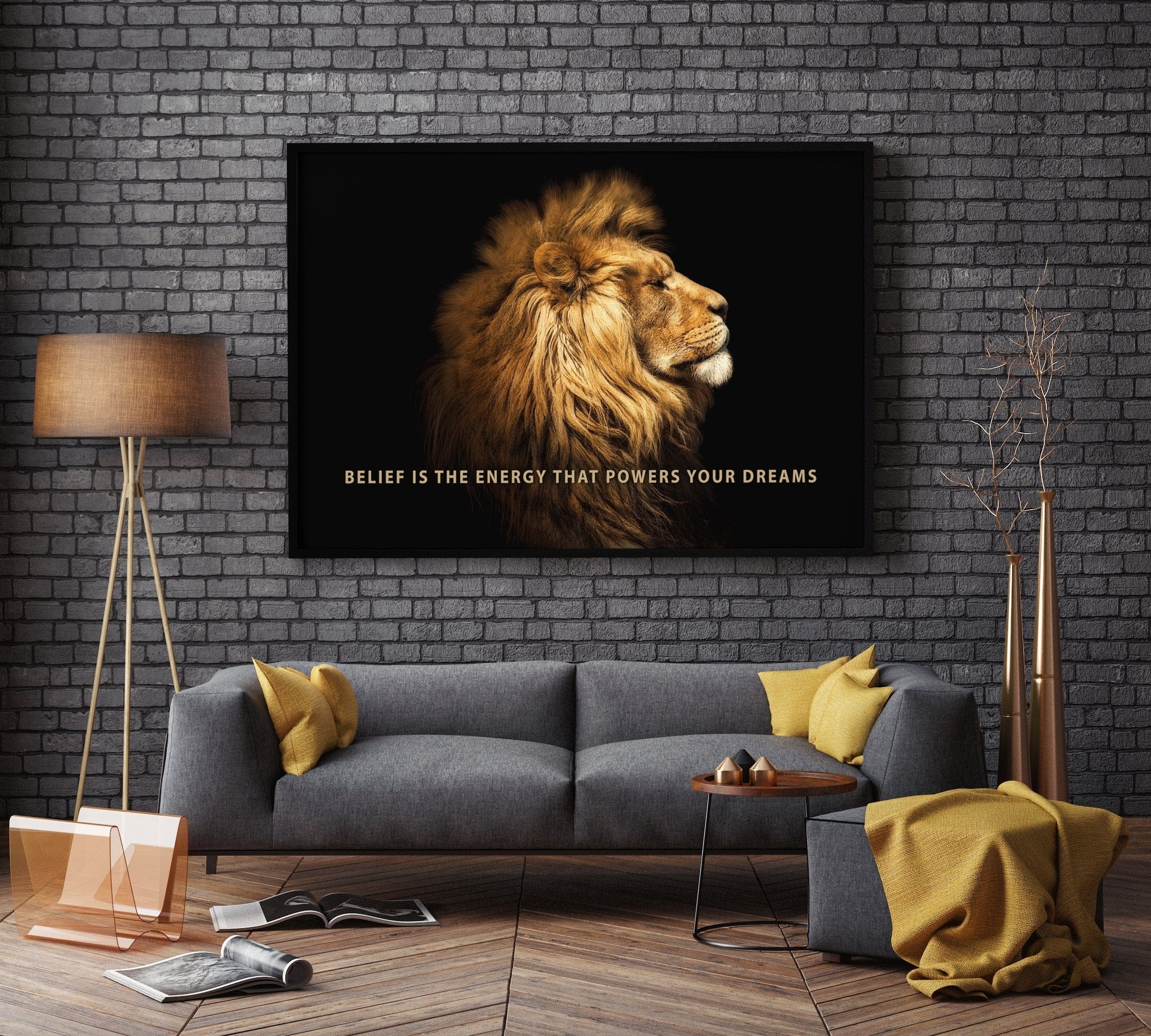 Wall Art Typography Art Motivational Quote Lion Print