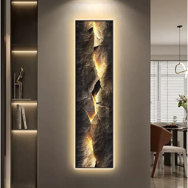 Wall Art using Vertical Canyon Design and Backlit 3D Texture