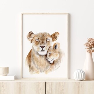 Wall Art Watercolor Lion Portrait Thin Wood Profile