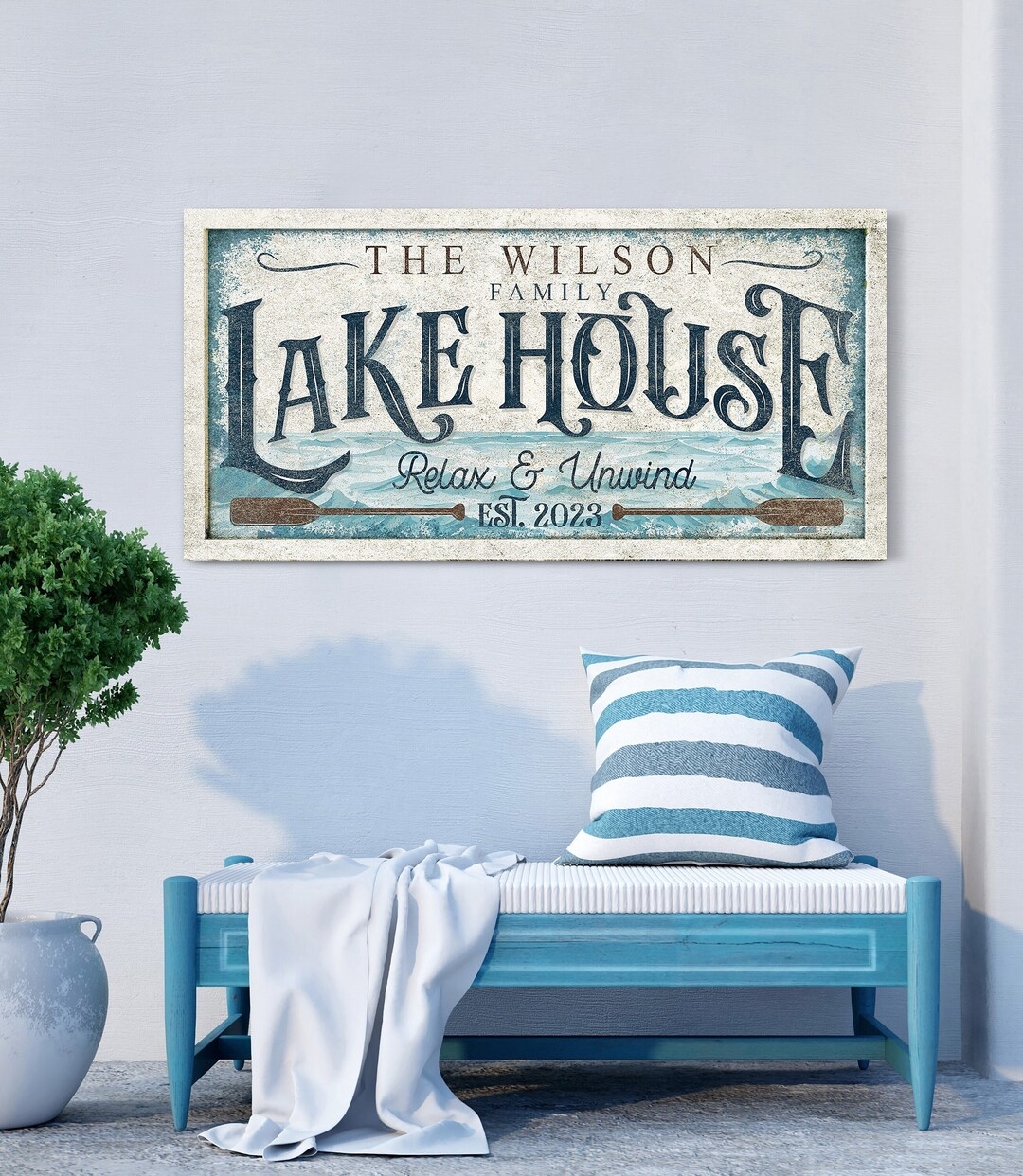 Wall Art Weathered Oar Design Custom Nautical Wall Decor