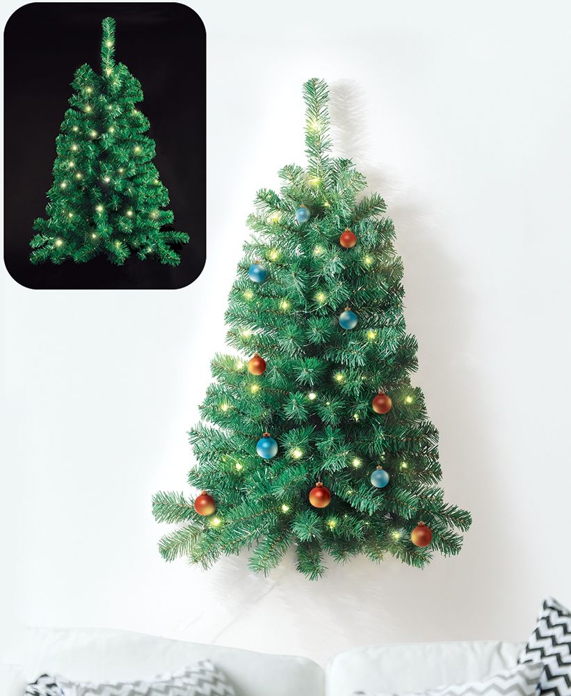 Wall Christmas Tree Pre Lit Warm White Flat Back Design