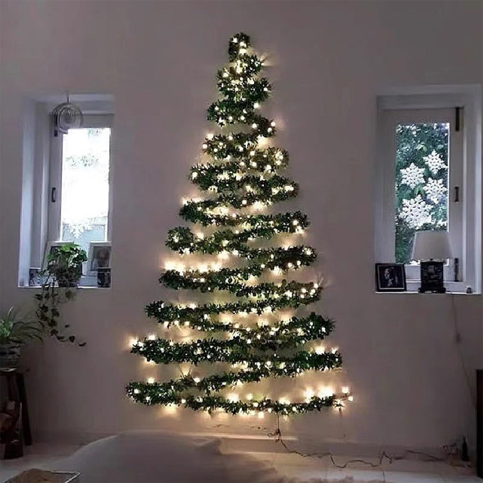 Wall Christmas Tree Tiered Garland Space Saving Decor