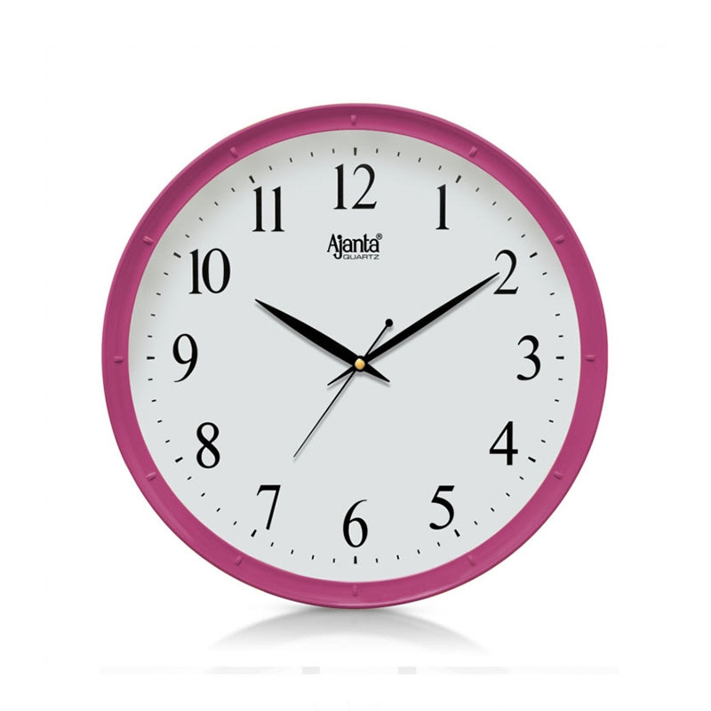 Wall Clock Branded Dial Magenta Frame Classic Circular Clock