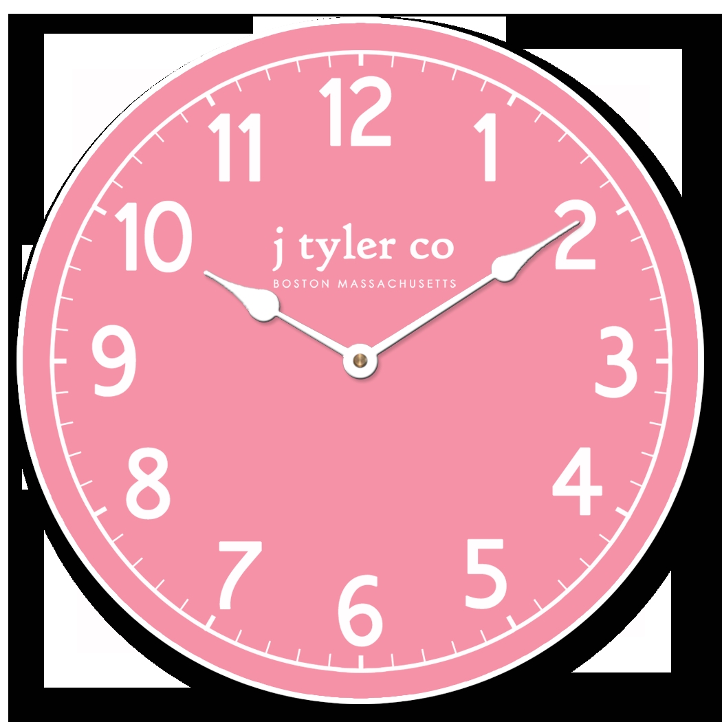 Wall Clock Bubblegum Face Stylized Hands Large White Numerals