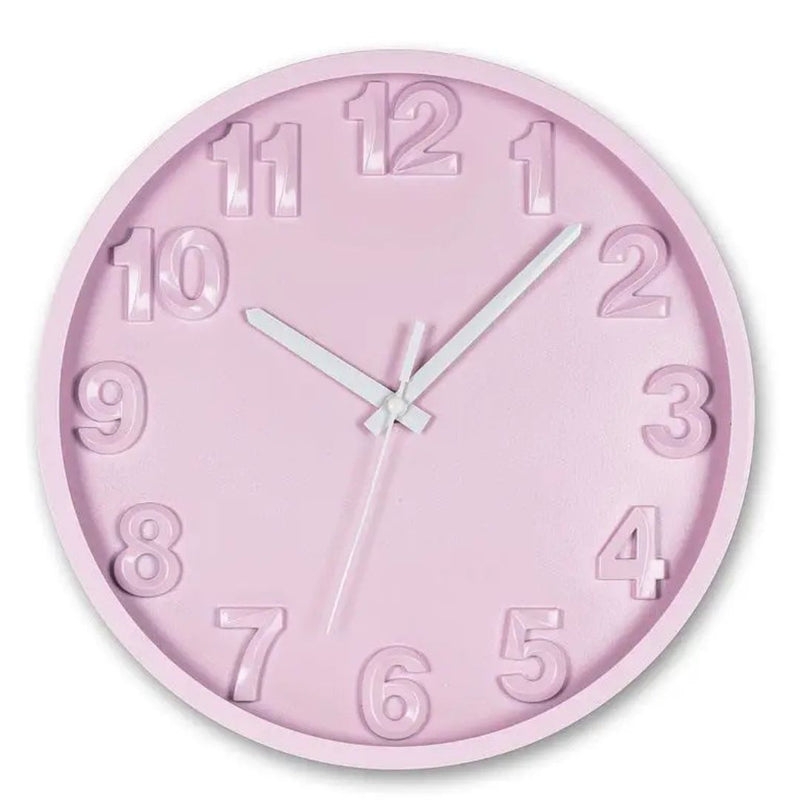 Wall Clock Embossed Numerals Monochromatic Pastel Timepiece