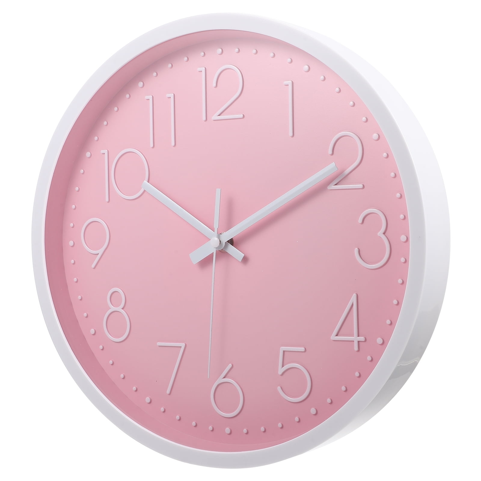 Wall Clock Soft Rose Face Raised Numerals Pink Nursery Decor