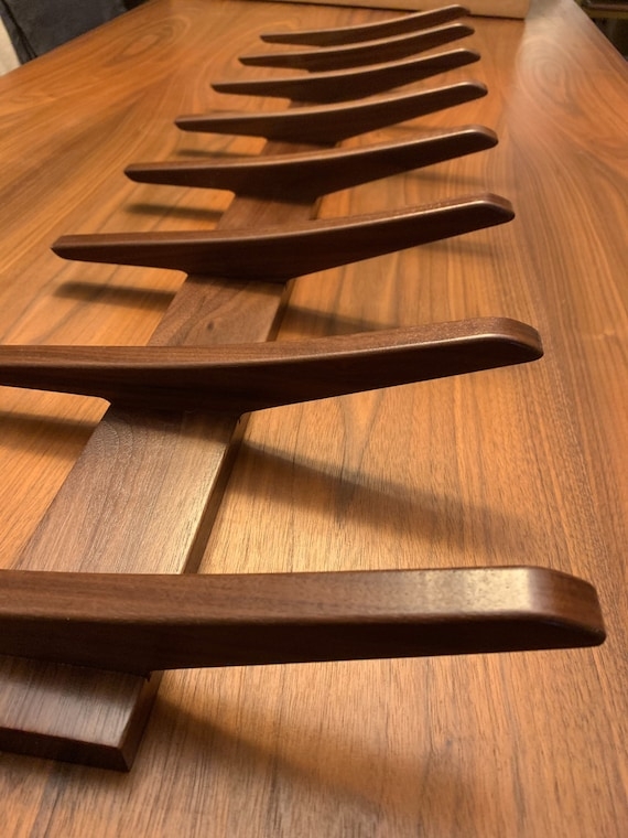 Wall Coat Rack Tapered Hooks Sculptural Wood Rack
