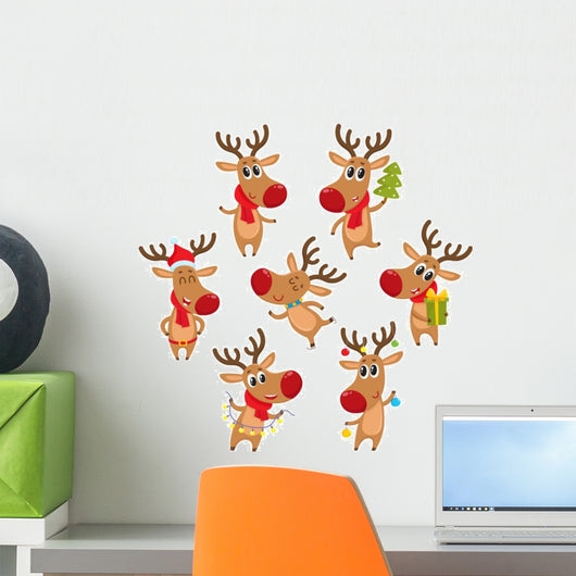 Wall Decal Cartoon Reindeer Wall Stickers Whimsical