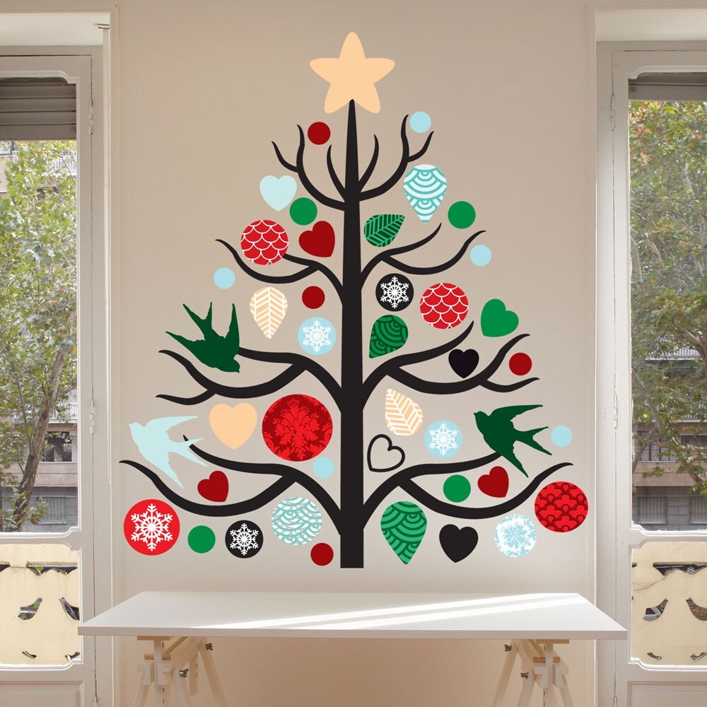 Wall Decal Customizable Layout Minimalist Holiday Tree Kit
