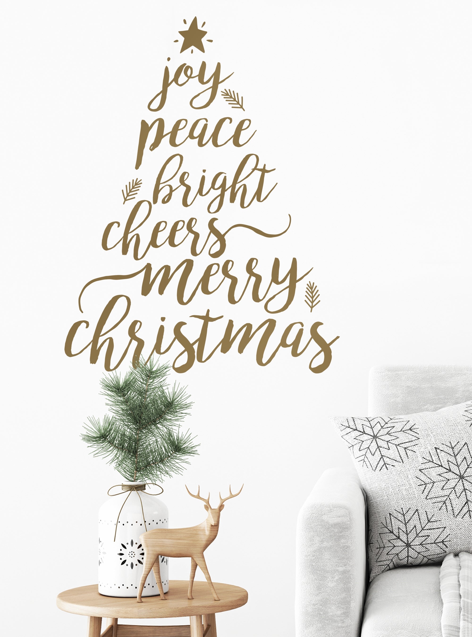Wall Decal Gold Christmas Wall Decal Typographic Design