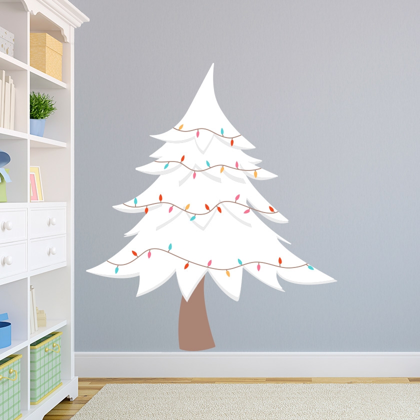 Wall Decal White Christmas Tree Decal Integrated Lights