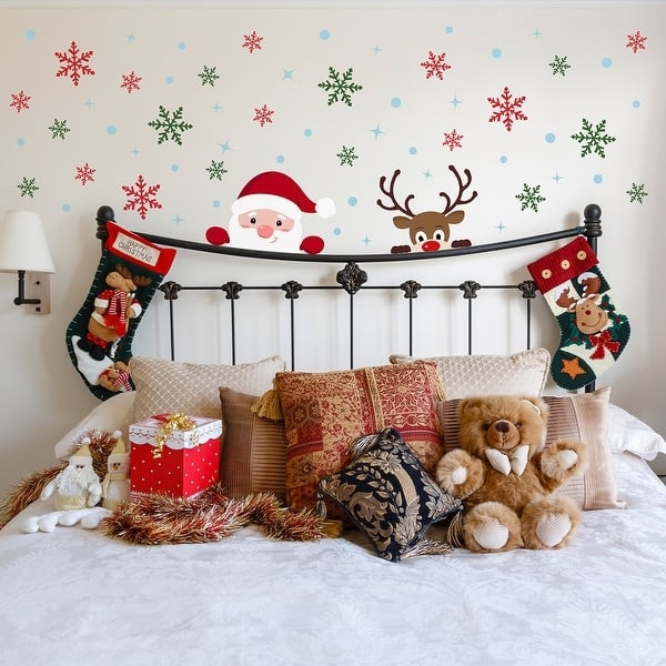 Wall Decals Peeking Character Santa and Rudolph Decals
