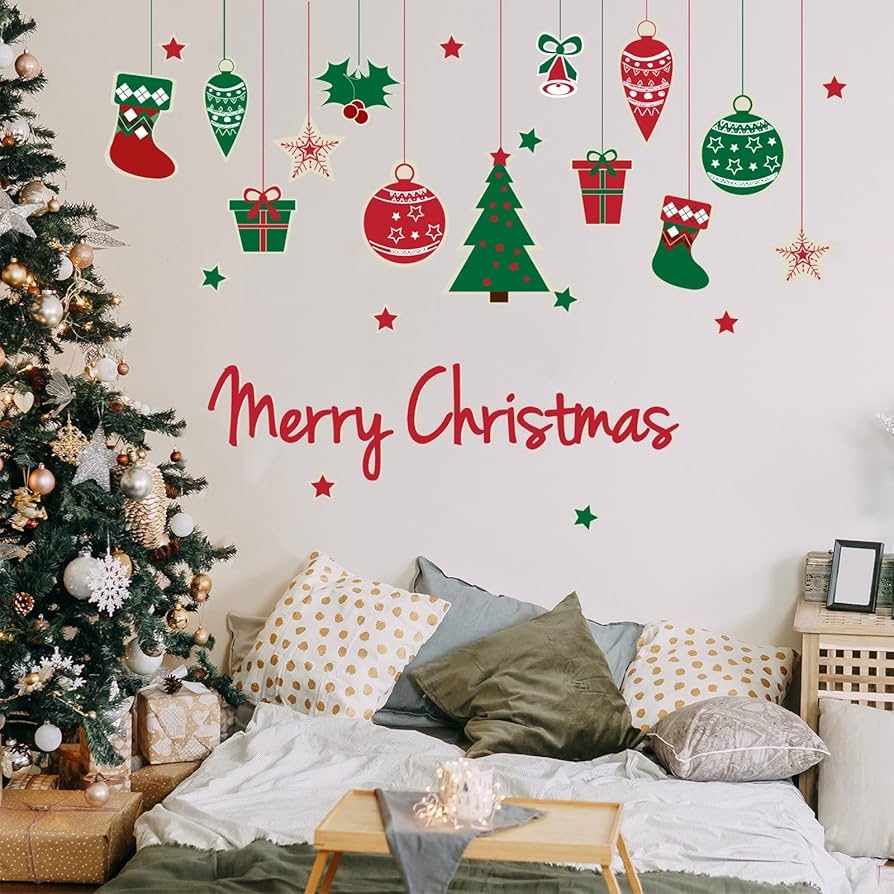 Wall Decals Peel and Stick Christmas Bedroom Decor Motifs