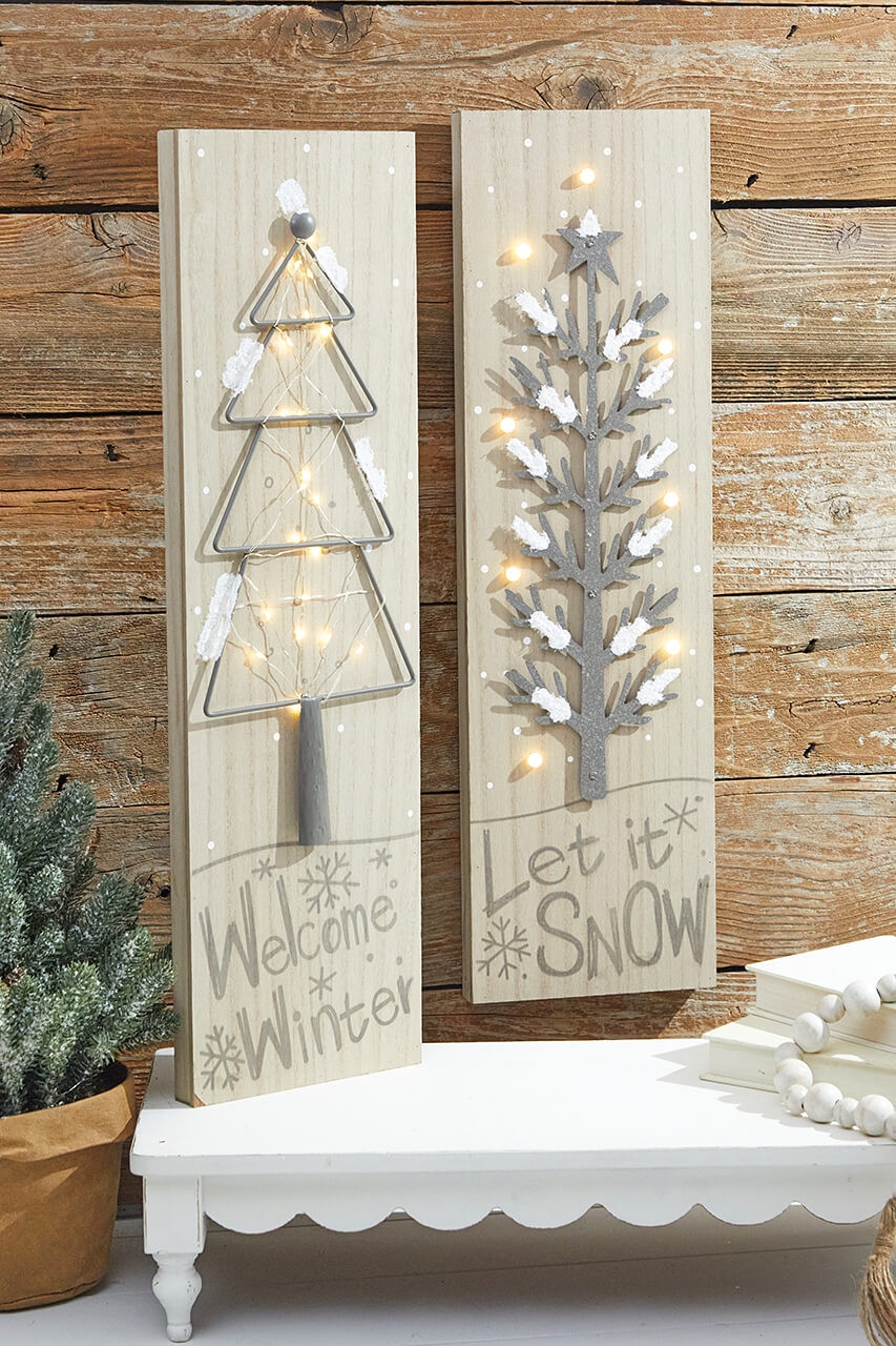 Wall Decor LED Backlit Plaque and Rustic Winter Signage