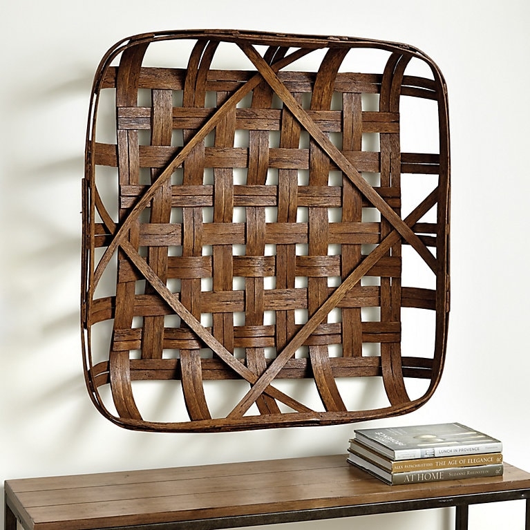 Wall Decor Oversized Square Diagonal Cross Slats Art