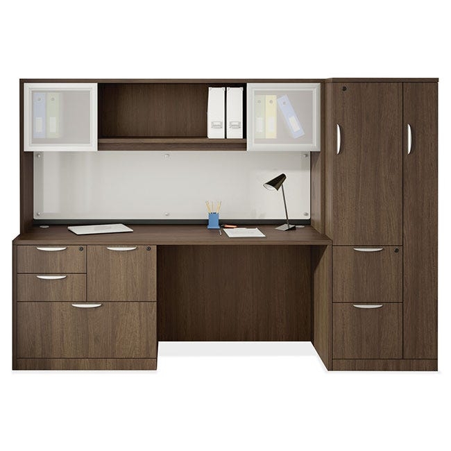 Wall Desk Unit with All In One Storage and Espresso Finish