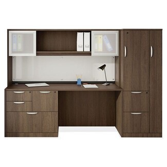 Wall Desk Unit with All In One Storage and Espresso Finish
