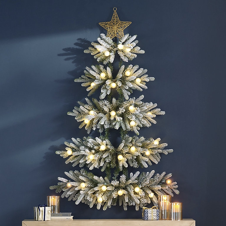 Wall Hanging Tree Frosted Tiered Branches with Warm Lights