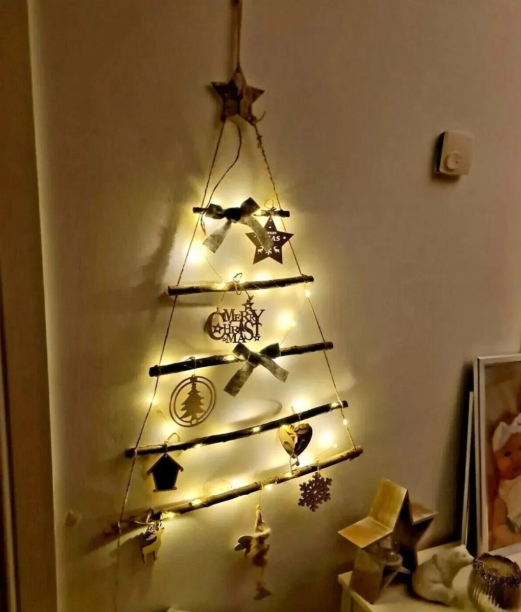 Wall Hanging Tree with Pre Lit Branch Ladder and Scandi Style