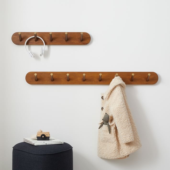 Wall Hook Rack Pill Shaped Base Metallic Tips Hooks