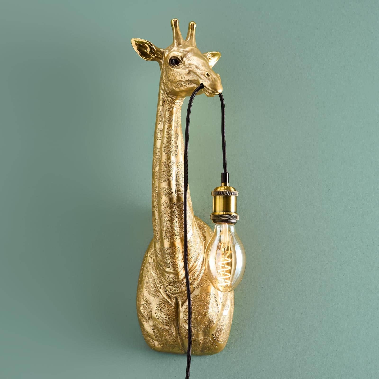 Wall Lamp Giraffe Sculpture Mouth Held Cord Edison Bulb