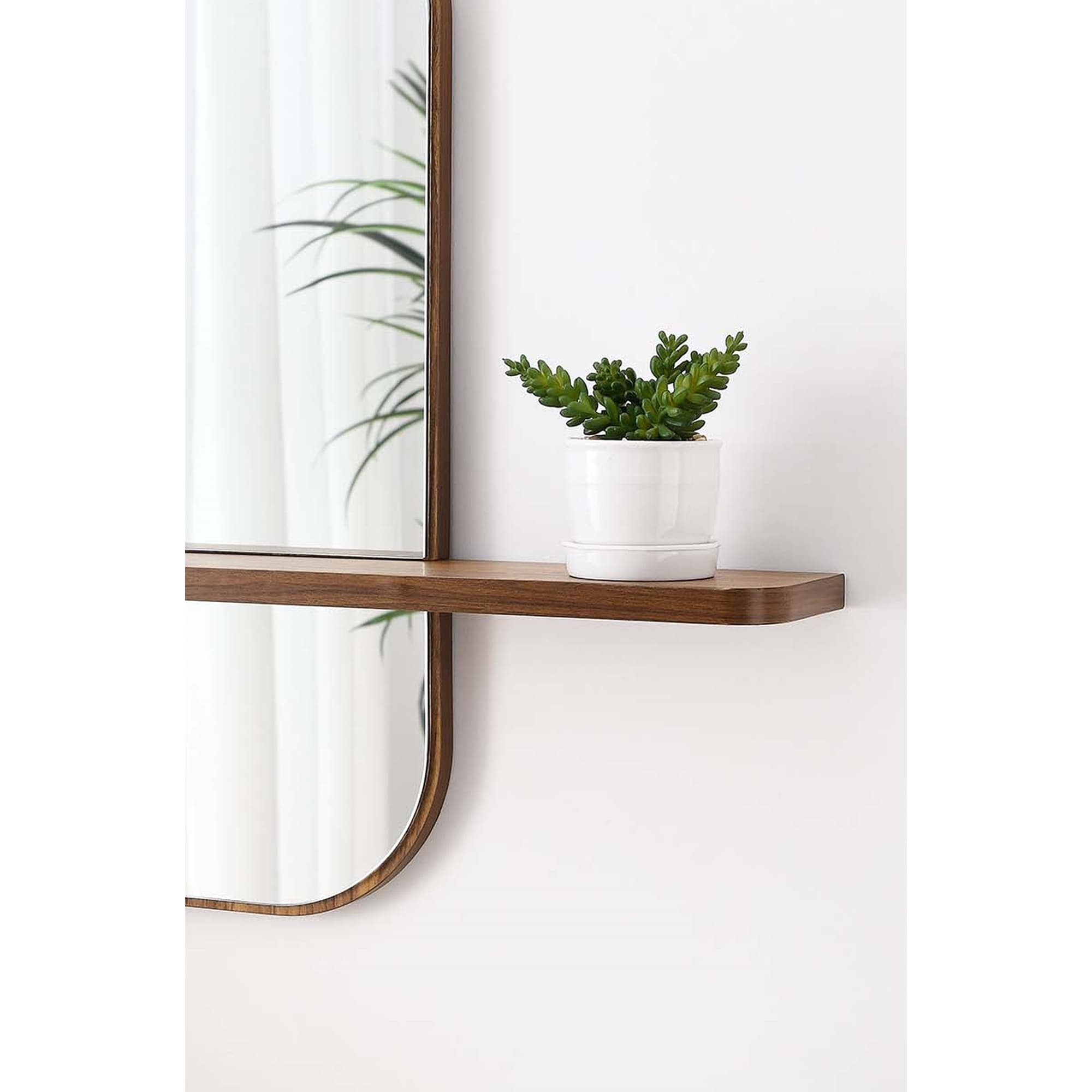 Wall Mirror Capsule Pill Shape Integrated Shelf Decor