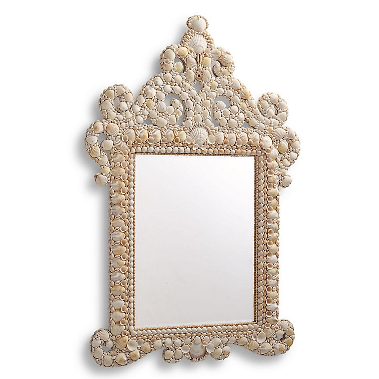 Wall Mirror: Hand Applied Shells with Ornate Crest