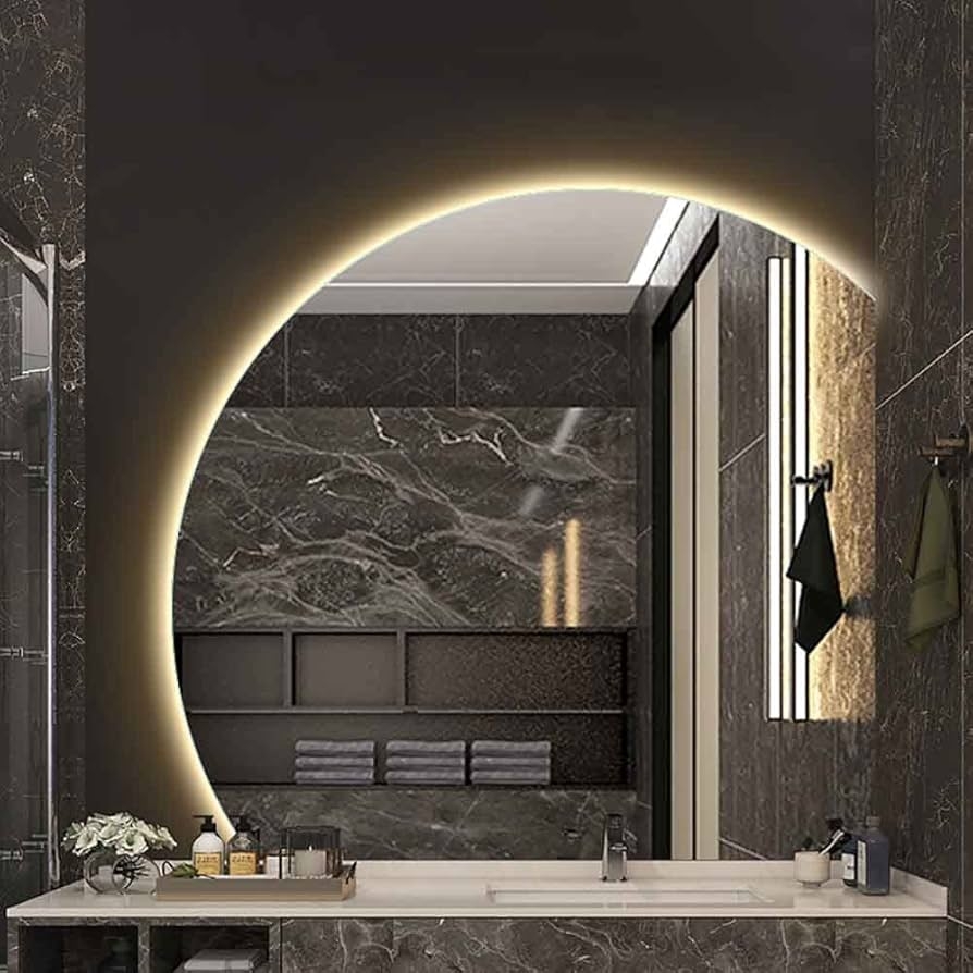 Wall Mirror Left Cut Asymmetry Half Moon Vanity Styling