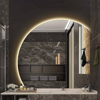Wall Mirror Left Cut Asymmetry Half Moon Vanity Styling