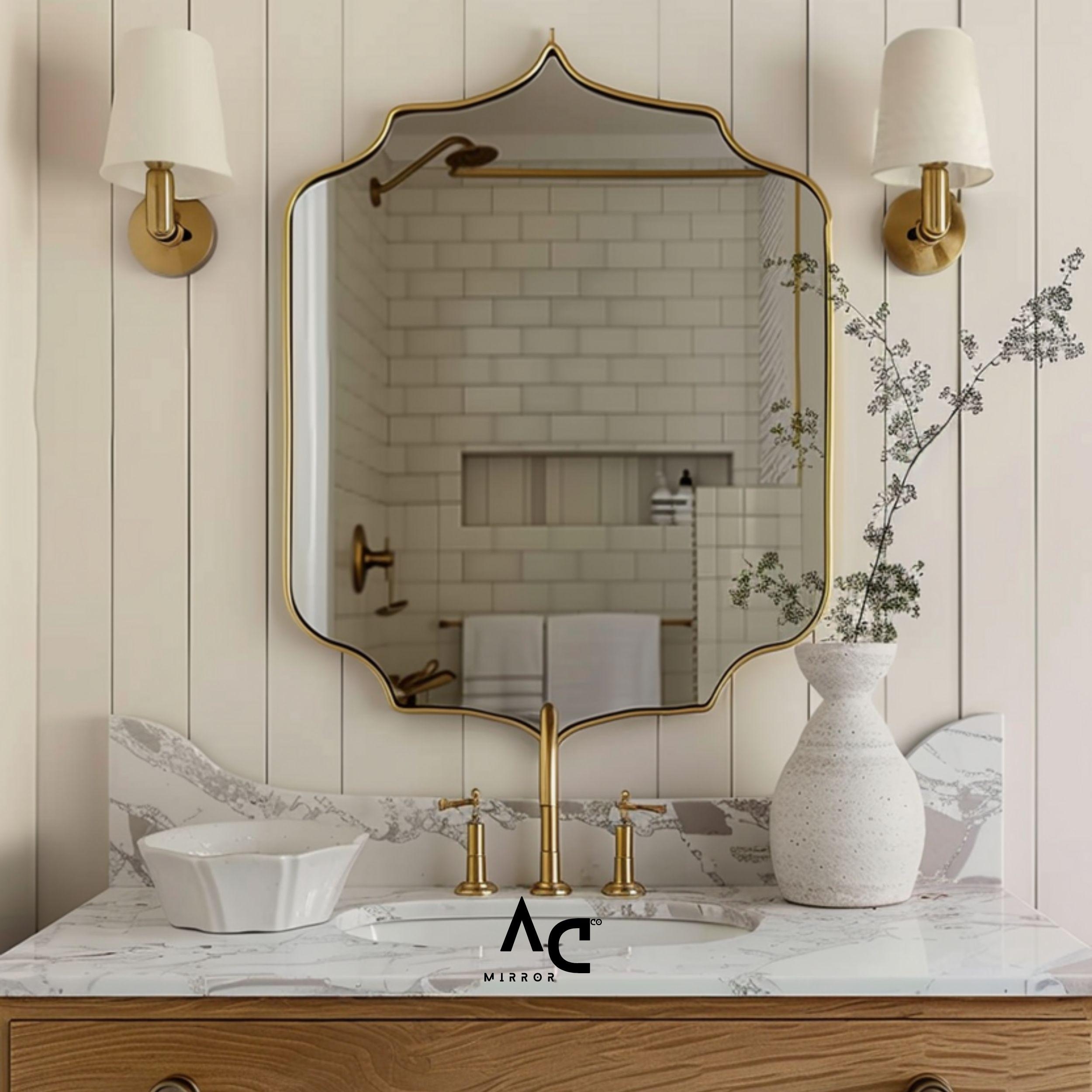 Wall Mirror: Moroccan Scalloped Shape Thin Gold Framed Decor
