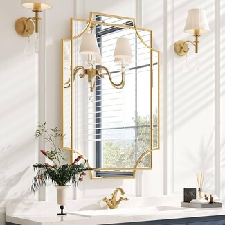 Wall Mirror Notched Corner Gold Notched Corner Mirror