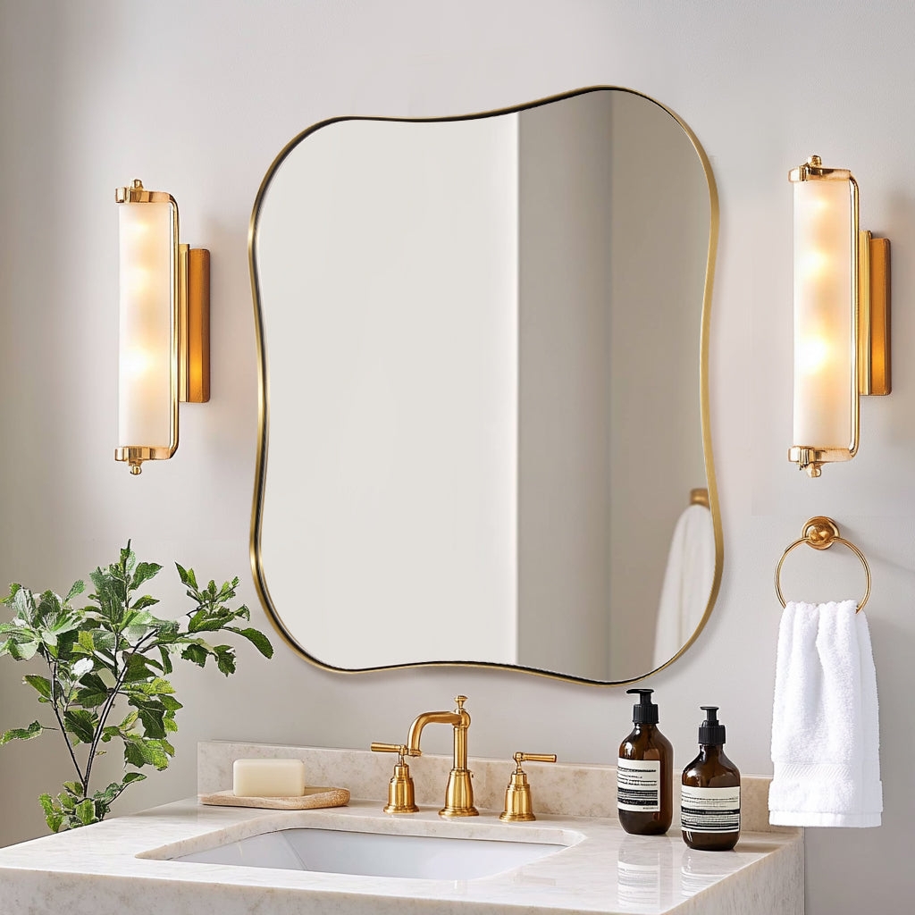 Wall Mirror Scalloped Gold Bathroom Mirror Irregular Edges