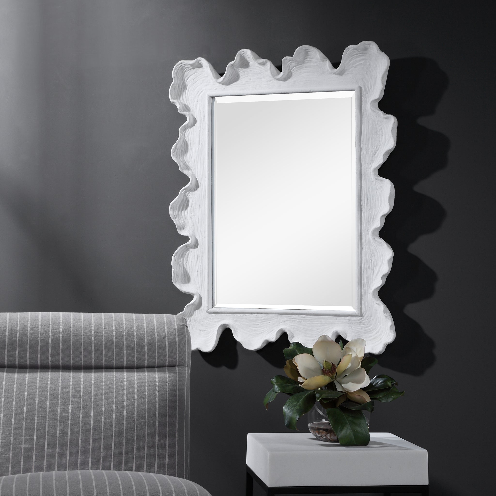 Wall Mirror: Sculptural Frame Organic Coral Texture