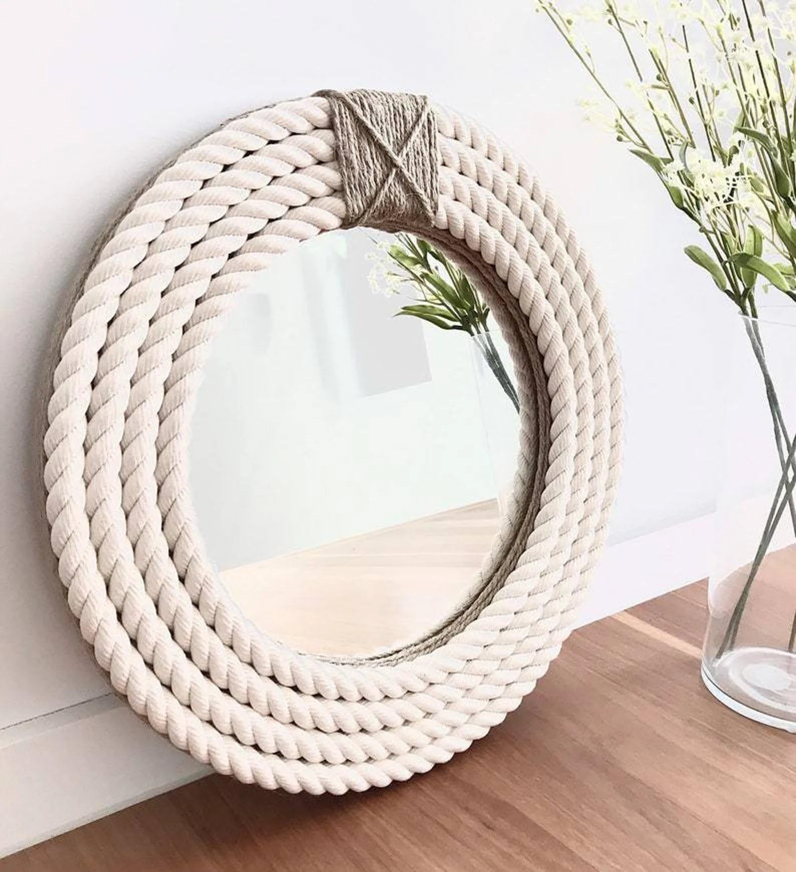 Wall Mirror: Twisted Rope Frame and Jute Crisscross