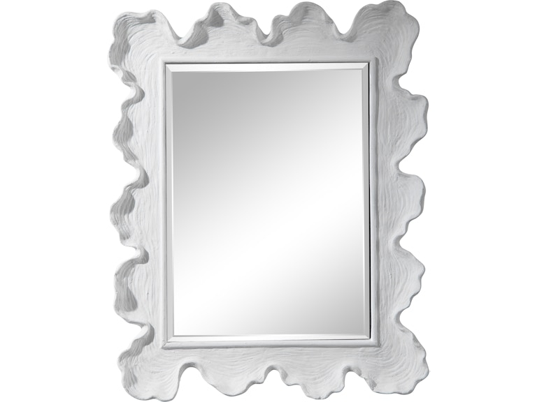 Wall Mirror: Wavy Border Matte White Coral Texture