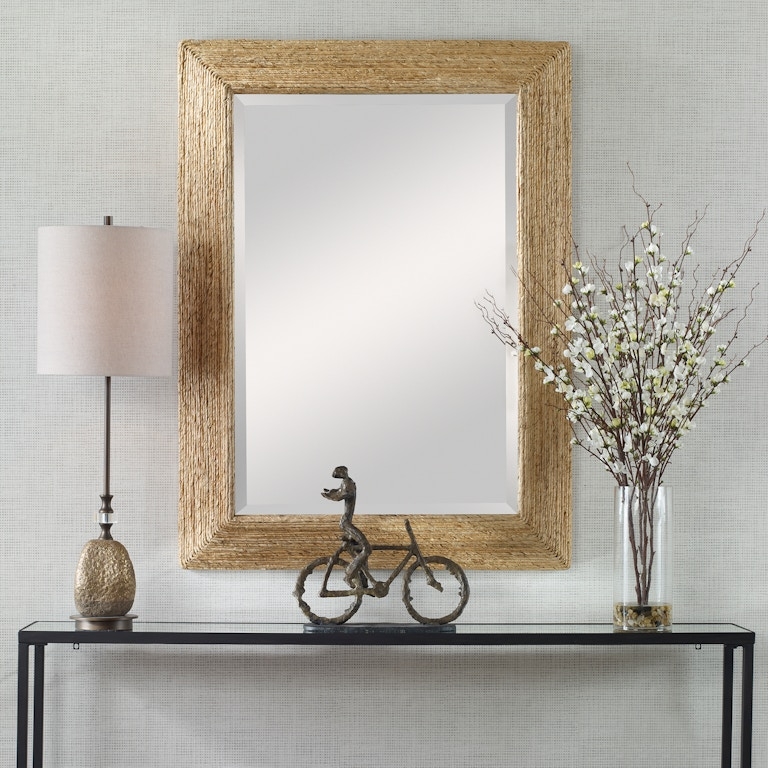 Wall Mirror: Woven Rope Texture Beveled Edge Design