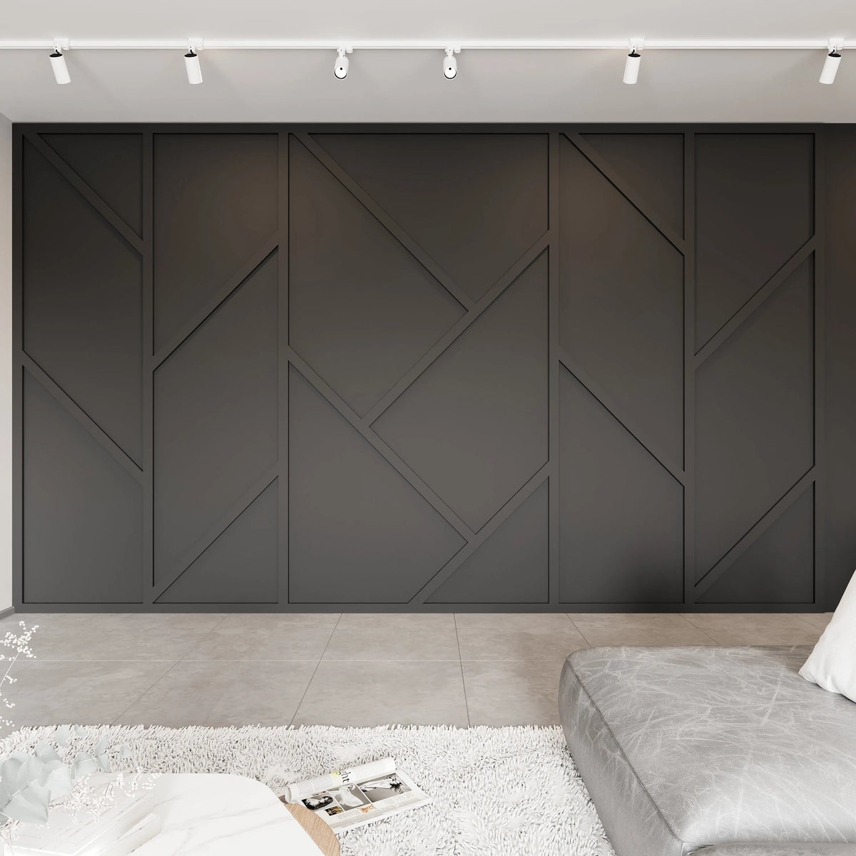 Wall Molding Kit: Asymmetric Matte Black Geometric Design
