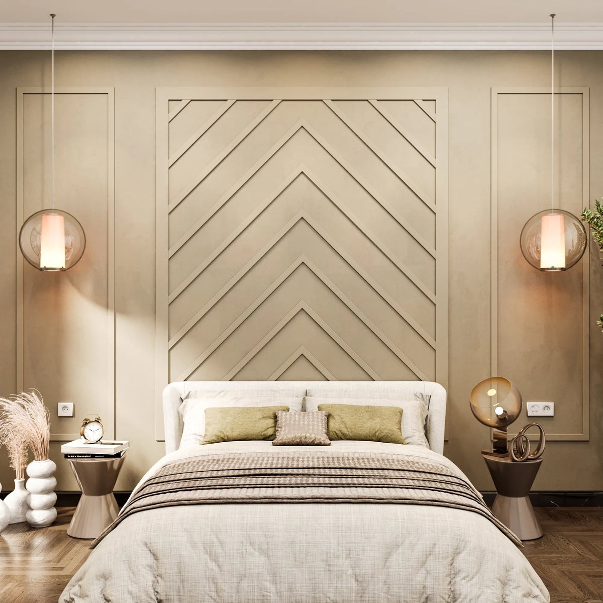 Wall Molding Kit: Chevron Symmetrical Triptych Layout