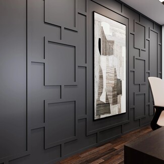 Wall Molding Kit: Matte Grey Geometric Grid Texture