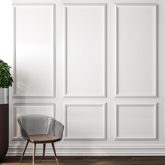 Wall Molding Kit: Peel and Stick Rectangular White Panels