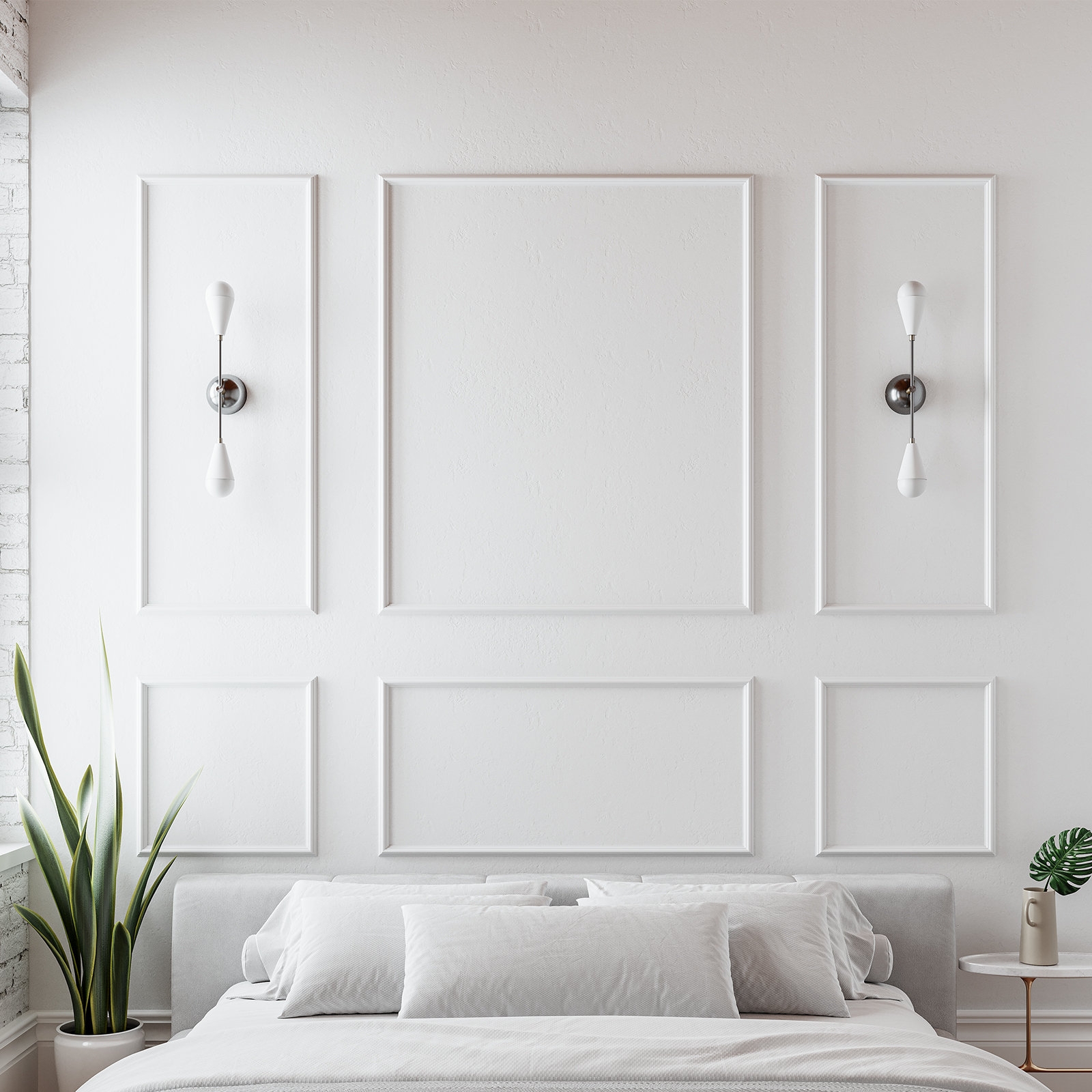 Wall Molding Kit: Symmetrical Six Panel Bedroom Trim