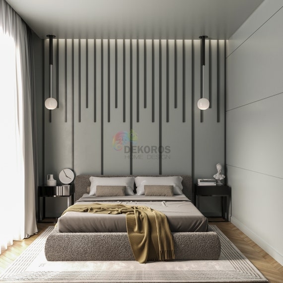 Wall Molding: Staggered Vertical Slat Paintable Trim