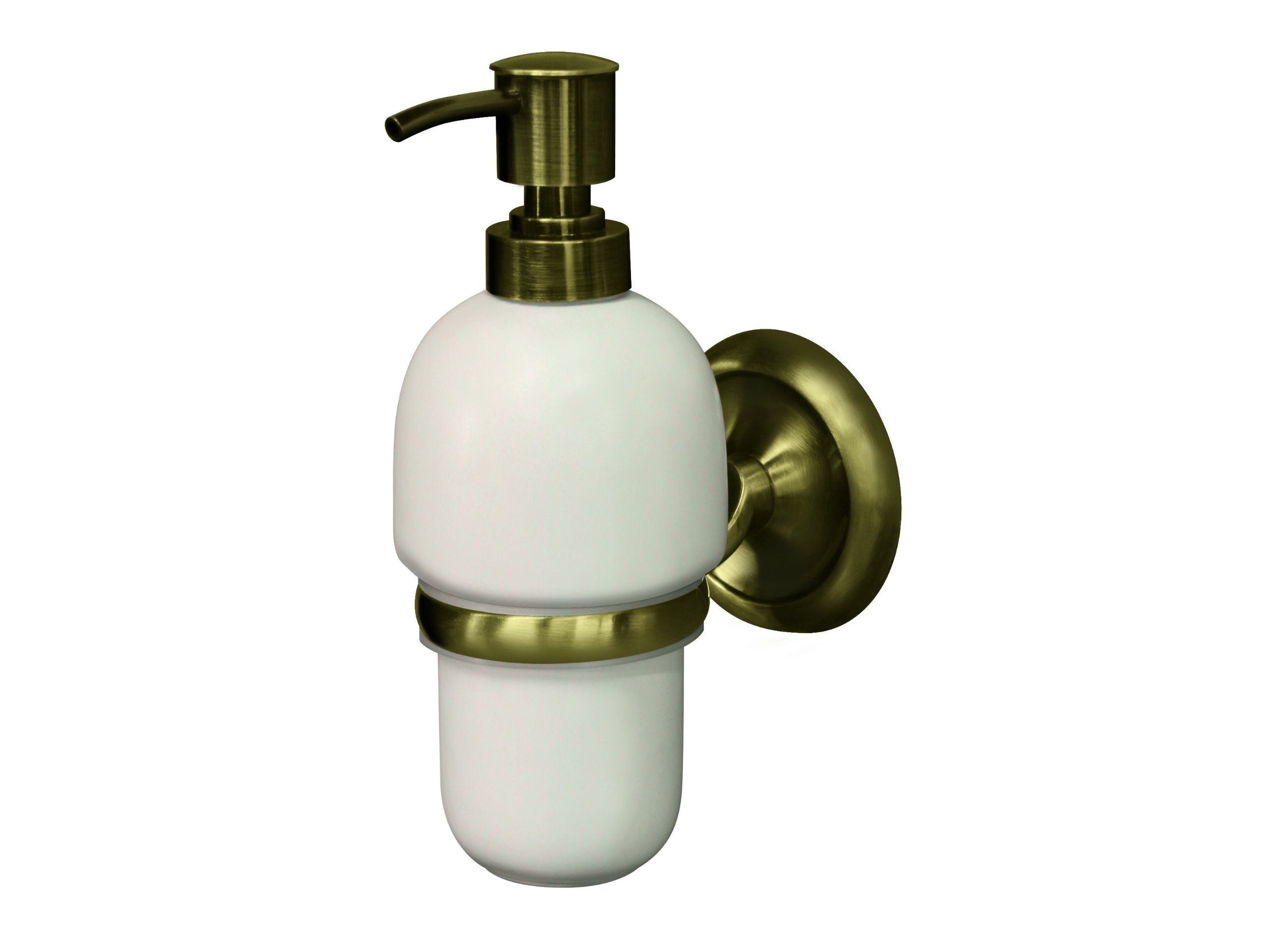 Wall Mounted Ceramic Soap Dispenser Antique Brass Finish