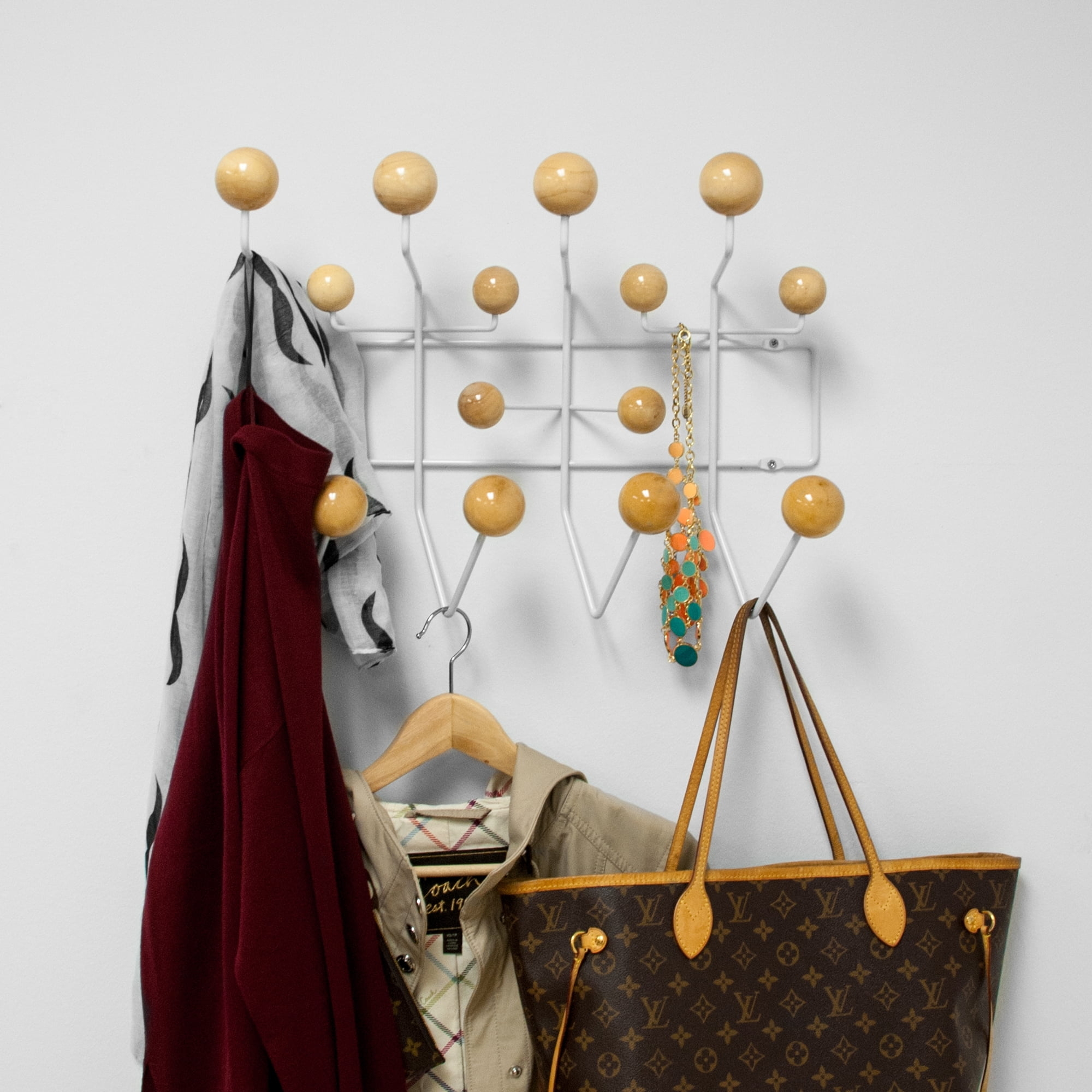Wall Mounted Coat Rack 14 Wooden Balls Bubble Rack