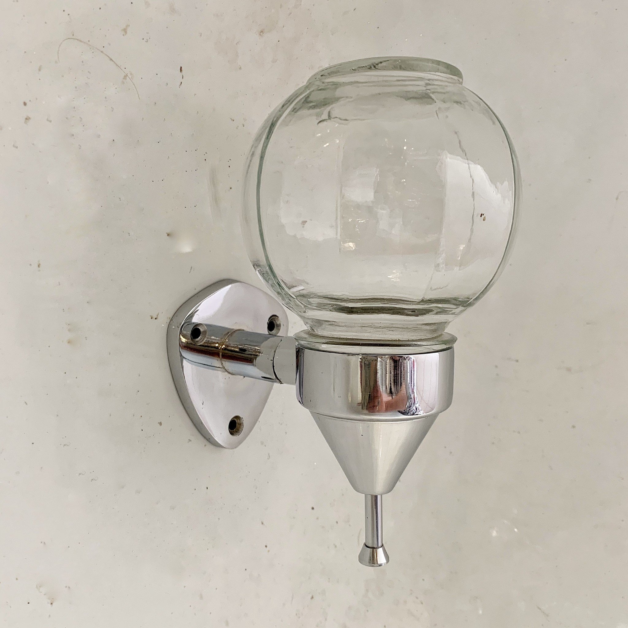 Wall Mounted Spherical Glass Globe Soap Dispenser Chrome Base
