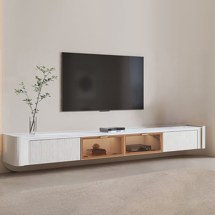 Wall Mounted TV Stand with Fluted Fronts Media unit