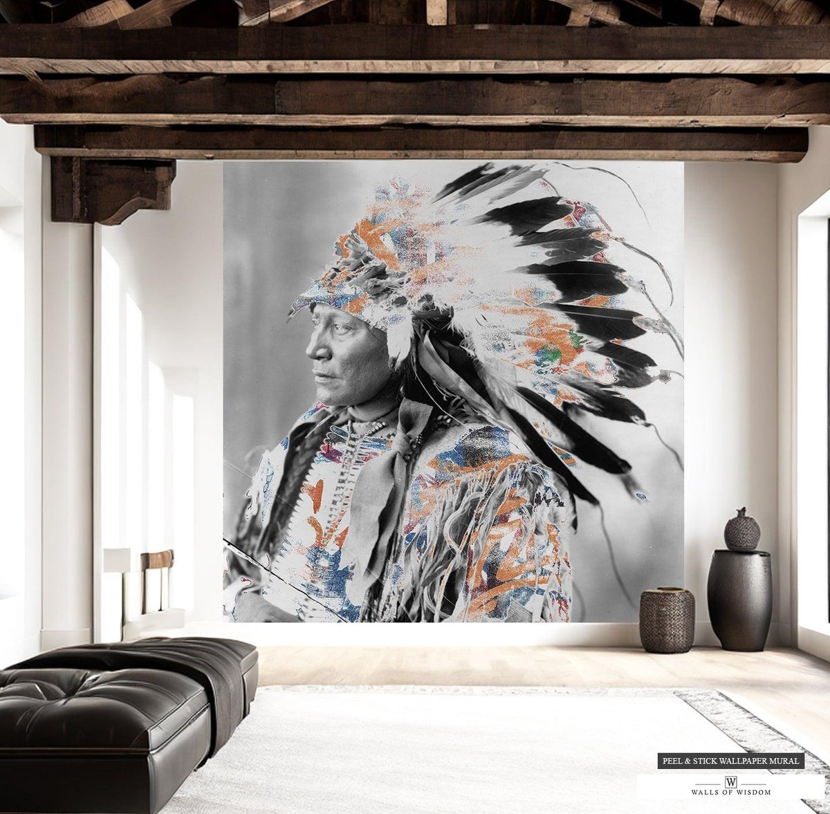 Wall Mural: Oversized Portrait Distressed Graphic Art
