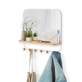 Wall Organizer Matte White Metal Wooden Ball Hooks