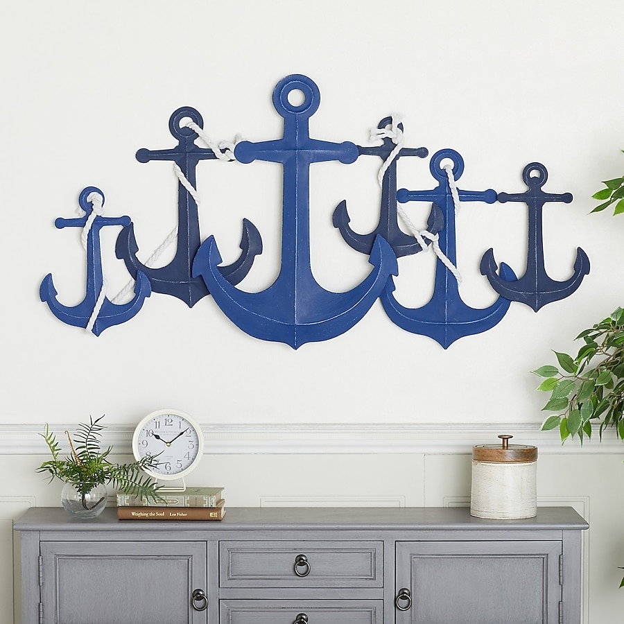 Wall Sculpture: Interlocking Anchors Metal Nautical Decor